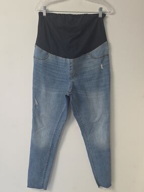 Maternity Blue Denim Jeans with Navy Overband